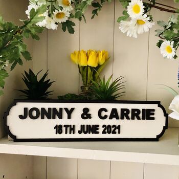 Personalised Wedding Anniversary Name Wooden Roadsign, 11 of 12