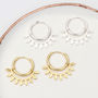 Gold Plated Or Silver Plated Leaf Detail Hoop Earrings, thumbnail 2 of 6