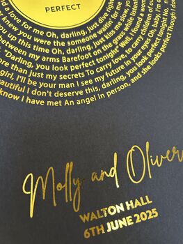 Personalised Foiled Record Song Lyric Print, 7 of 10