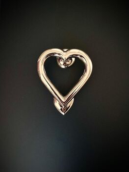 Brass Love Heart Door Knocker Nickel Finish, 3 of 3