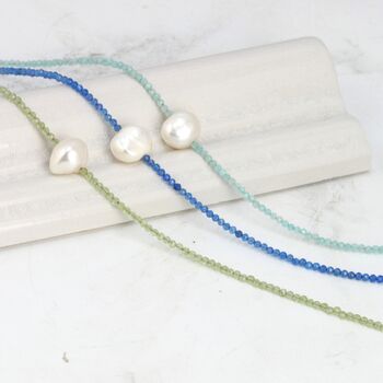 Mini Gemstone Bead Necklace With Focal Pearl, 6 of 12