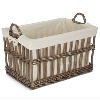Lined Wicker Home Storage Basket, 3 of 4
