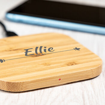 Personalised Bamboo Wireless Charger, 4 of 6