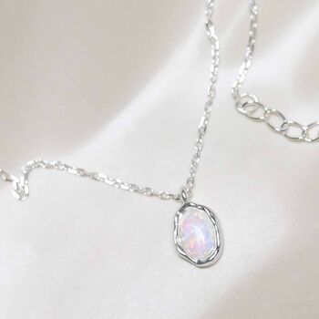 Sterling Silver Oval Opal Flow Necklace, 6 of 9