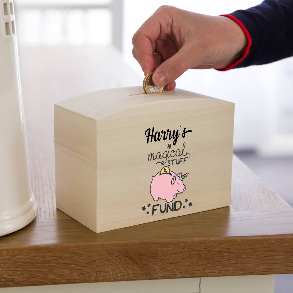 Personalised Magical Stuff Fund Money Box By Mirrorin