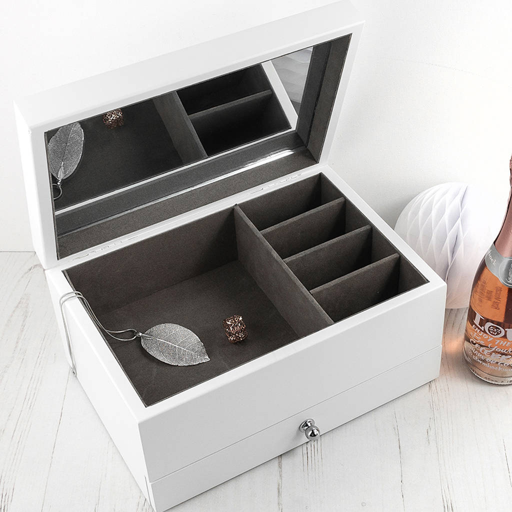 Personalised Luxury Powder White Jewellery Box By The Letteroom