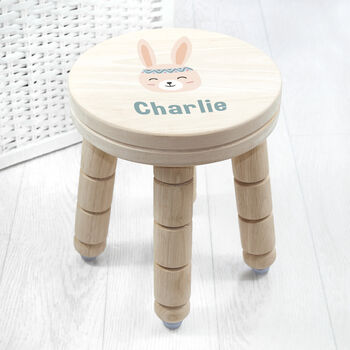 Personalised Cute Bunny Kids Wooden Stool, 2 of 6