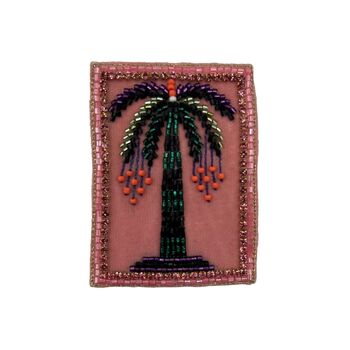 Beaded Pink Palm Portrait Brooch, 2 of 4