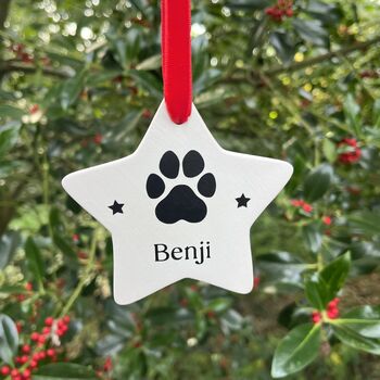 Personalised Dog Christmas Hanging Ceramic Star, 3 of 3