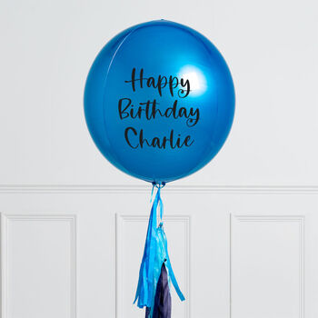 Personalised Sapphire Blue Inflated Orb Balloon, 2 of 2