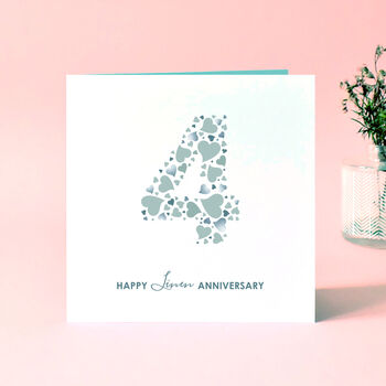 Love Hearts Leather 4th Anniversary Card, 3 of 3