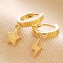 Mismatched Celestial Huggie Earrings In Gold Plating, thumbnail 4 of 5