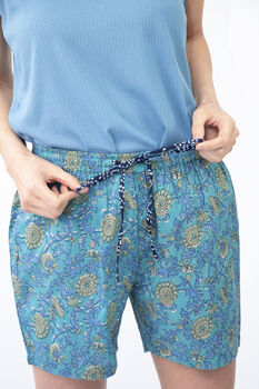 Indian Cotton Waterlily Print Pyjama Shorts Set, 4 of 6
