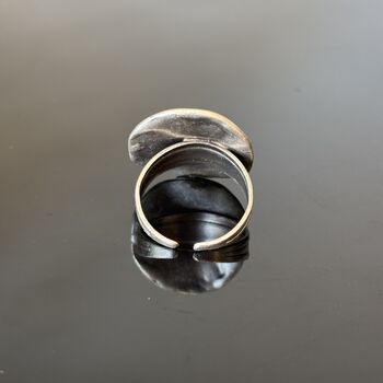 Swirl Pattern Silver Disc Adjustable Ring, 4 of 9