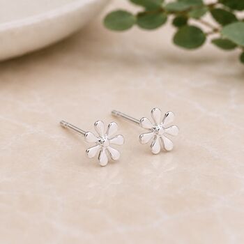 Sterling Silver Daisy Flower Stud Earrings, 2 of 8