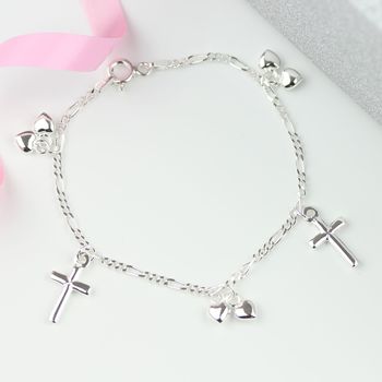 Children's Christening Cross And Heart Bracelet, 5 of 7
