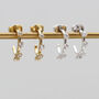Gold Plated Or Silver Crystal Set Mini Hoop Earrings, thumbnail 2 of 6