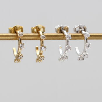 Gold Plated Or Silver Crystal Set Mini Hoop Earrings, 2 of 6
