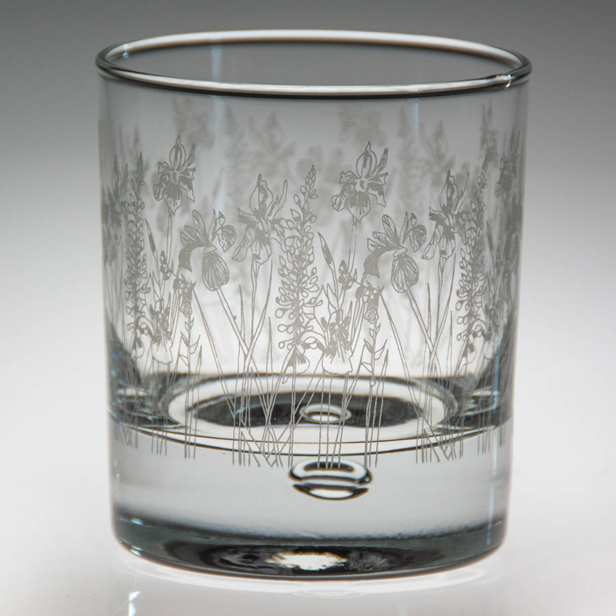 Tumbler Glass Floral Glass Tumbler By Britton Decorative Glass.