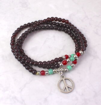 Beaded Wrap Bracelet With Peace Charm, 3 of 6