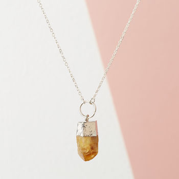 Citrine Stone Pendant Necklace On 