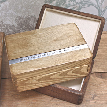 Personalised Wooden Anniversary Keepsake Box, 6 of 11