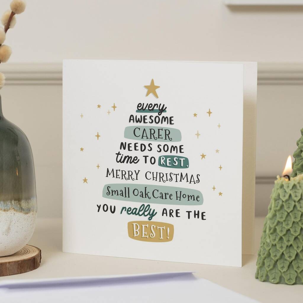 Personalised Carer Christmas Card For Care Home Staff, 1 of 7