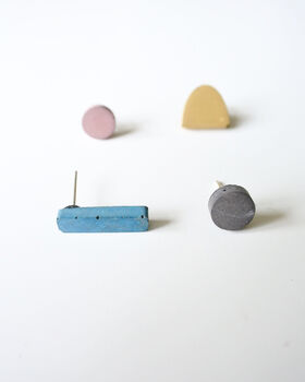 Recycled Concrete Stud Earrings Set Bright Mix, 2 of 8