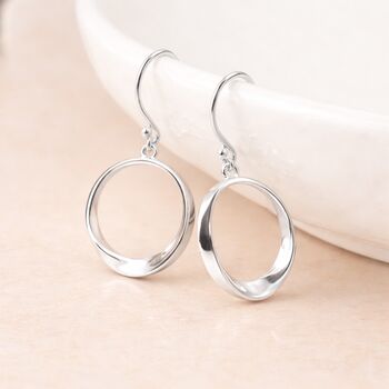Sterling Silver Twisted Mobius Hoop Drop Earrings – 19mm, 2 of 5