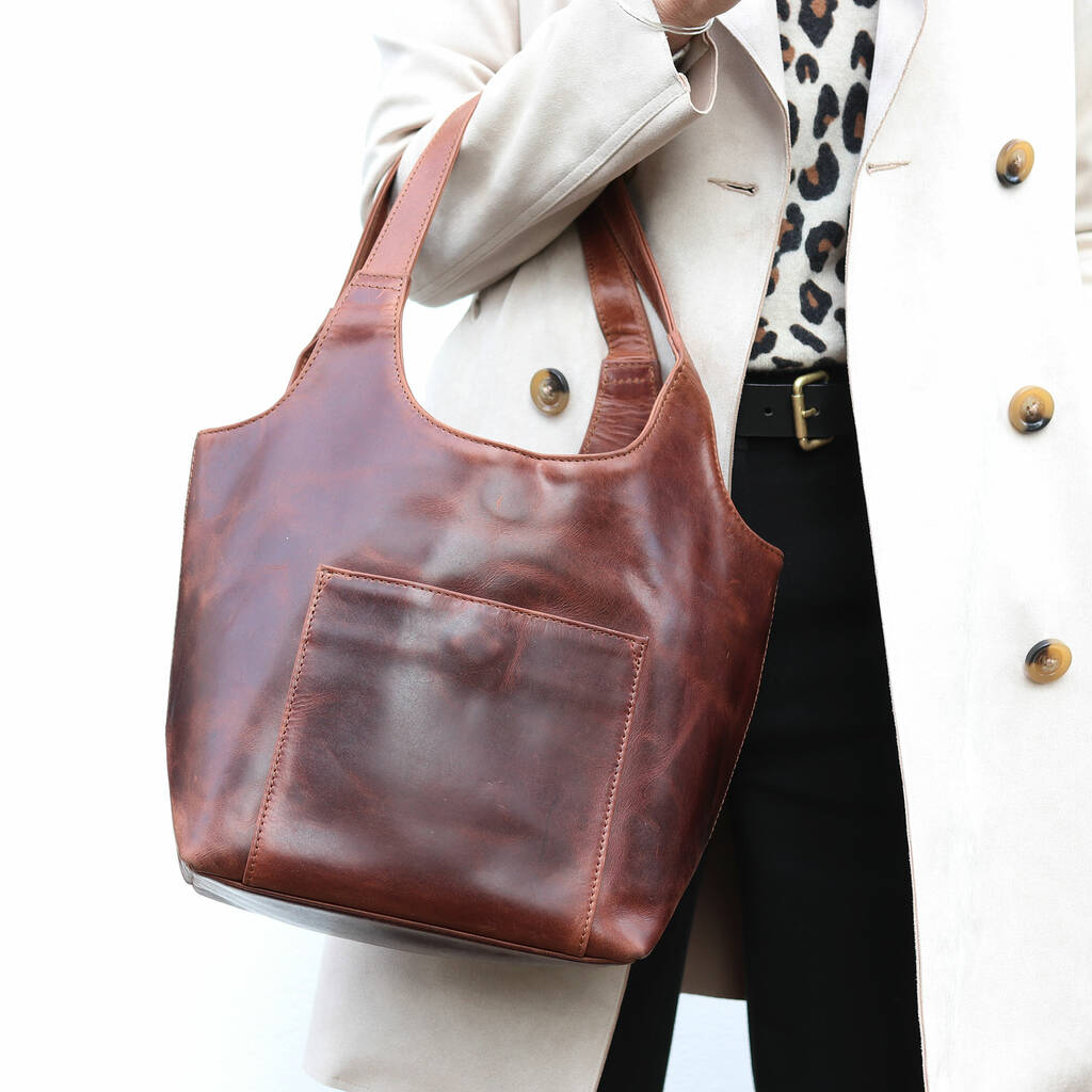 Leather Shoulder Bag With Slip Pocket By The Leather Store | www.bagssaleusa.com