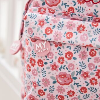 Personalised Pink Ditsy Print Classic Mini Backpack, 2 of 4