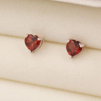 Natural Garnet Stone Heart Stud Earrings, 4 of 8