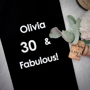 Personalised Fabulous Milestone Birthday Cotton Bottle Bag, 2 of 3