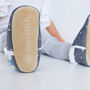 Dotty Fish Silver Stars Soft Suede Baby And Toddler Slippers With Fleece Lining, thumbnail 4 of 9