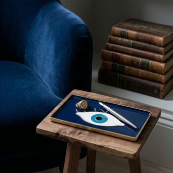 Mother’s Day Gift For Mum Evil Eye Aluminium Trinket Tray In Blue, 2 of 5