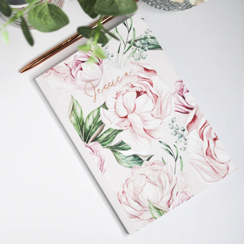 Floral Peony | Personalised Softcover Notebook
