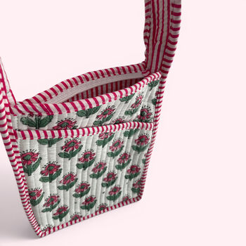 Mini Cross Body Bag | White, Pink And Green Mini Flower, 3 of 5