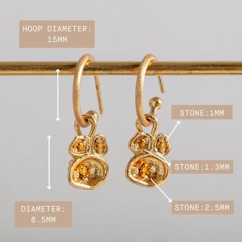 Citrine And Gold Vermeil Plated Pendant Hoop Earrings, 4 of 5