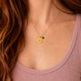 Gold Plated Script Initial Birthstone Charm Necklace, thumbnail 1 of 7