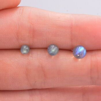 Sterling Silver Grey Labradorite Gemstone Stud Earrings, 3 of 12