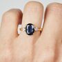 18ct Gold Blue Oval Sapphire Engagement Ring, thumbnail 4 of 4