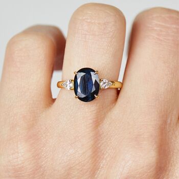 18ct Gold Blue Oval Sapphire Engagement Ring, 4 of 4
