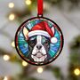 Boston Terrier In Santa Hat Suncatcher Decoration, thumbnail 1 of 6