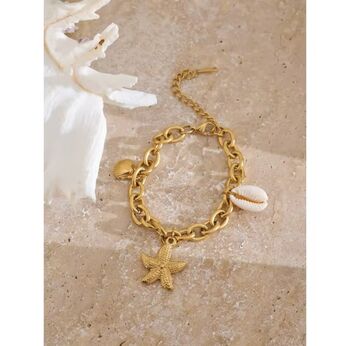 Monaco D’or Gold Pearl White Oyster Drop Charm Bracelet, 2 of 3