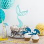 Mermaid Tail And Waves Party Cake Topper Set, thumbnail 1 of 8