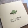 Personalised New Baby 'Hello Name' Dinosaur Card, thumbnail 2 of 3