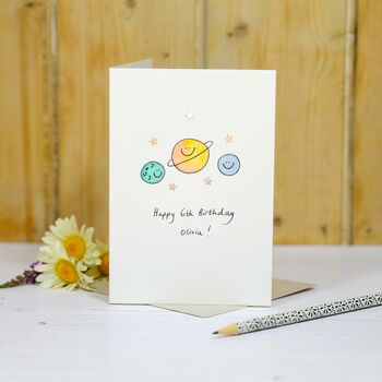 Personalised Smiley Planets Handmade Card, 5 of 5