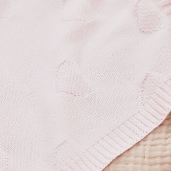 Personalised Pale Pink Heart Jacquard Baby Blanket, 4 of 4