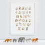 Kid's Pastel Safari Jungle Animal Alphabet Poster Print, thumbnail 1 of 10