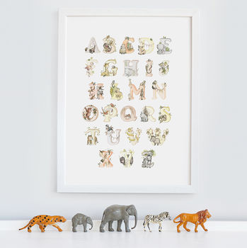 Kid's Pastel Safari Jungle Animal Alphabet Poster Print, 2 of 12